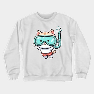 Cute Cat Snorkeling Crewneck Sweatshirt